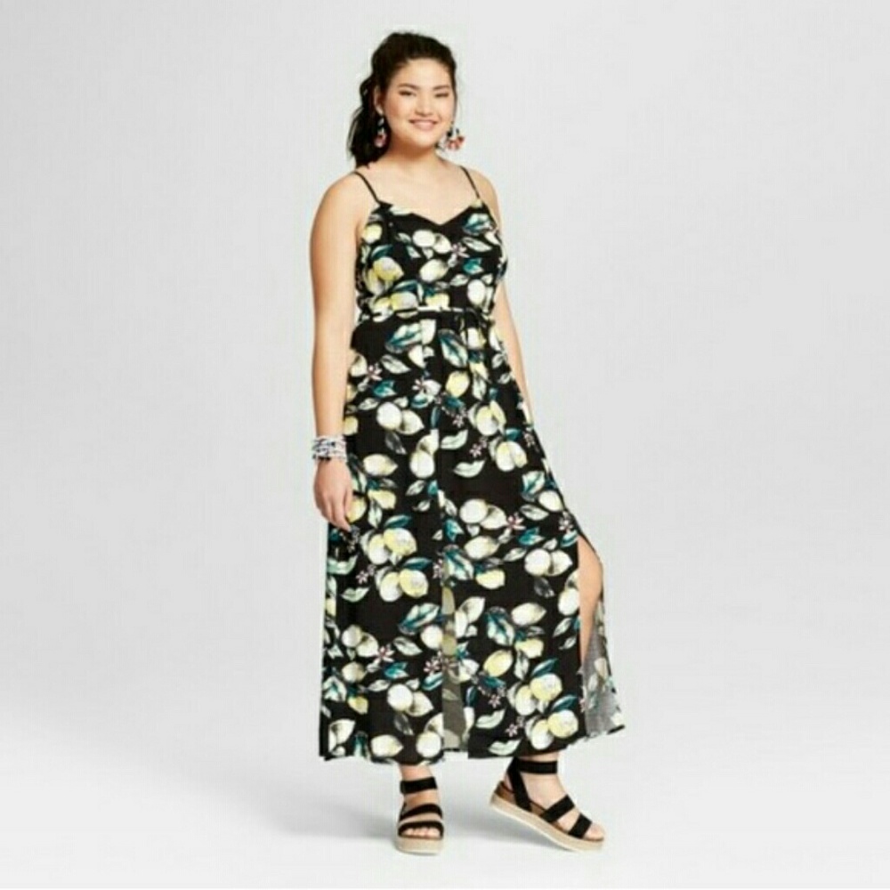 Lemon Print Maxi Dress